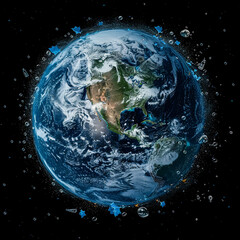 Earth at he night. Abstract wallpaper. City lights on planet. Civilization. Elements of this image furnished by NASA