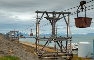 Coal mine Longyearbyen town, Svalbard island, Norway - 769841595