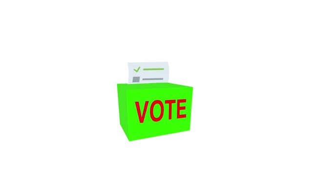 Ballot box, casting a vote in ballot box. Animation of ballot into the ballot box.
