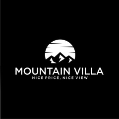 vacation rental house logo design villa landscape vector with mountain view