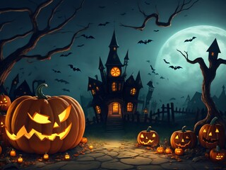 Fototapeta premium Halloween background with pumpkin