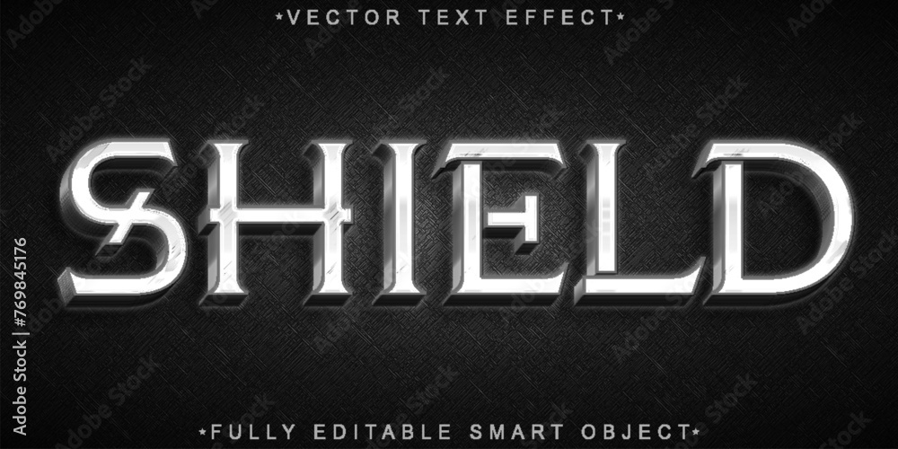 Poster Silver Shield Vector Fully Editable Smart Object Text Effect