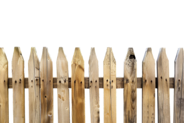 Modern wooden fence or balustrade isolated on background, palisade for decoration, pickets for enclose area.