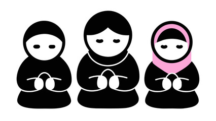 Obraz na płótnie Canvas Prayer Time Muslim Family Flat Vector Icon 
