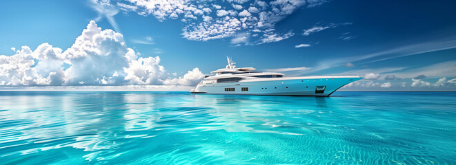 Stunning Luxury Yacht Anchored in Pristine Blue Ocean Waters