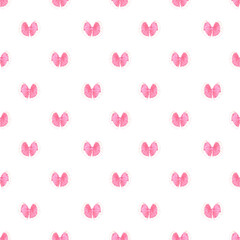 Hand drawn watercolor pink vintage bows seamless pattern isolated on white background. Can be used for textile, fabric and other printed products.