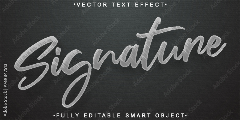 Poster chalk signature vector fully editable smart object text effect