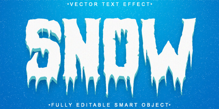 Cartoon Winter Snow Vector Fully Editable Smart Object Text Effect