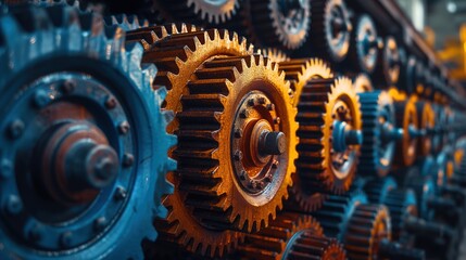 gears engine machine, industrial abstract background, Generative Ai - obrazy, fototapety, plakaty