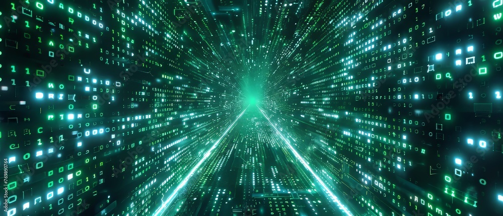 Fototapete Concept of digital transformation. Binary code. Programming.