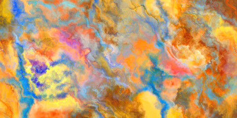 multicolored marble effect in warm colors with contrasting blues abstract painting texture