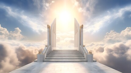 Heavenly Stairway to the Kingdom of the Divine - obrazy, fototapety, plakaty