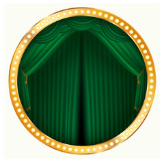 vector illustration of stage with green curtain - 769853131