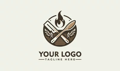 Deurstickers cooking logo Sketch style cooking lettering. For badges, labels, logo, bakery shop, grill, street festival, farmers market, country fair, shop, kitchen classes, cafe, food studio. Hand drawn vector © syahed