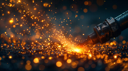 Macro view of welding sparks - obrazy, fototapety, plakaty