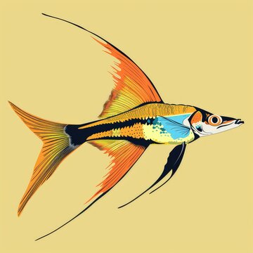 Swordtail Serenity: Graceful Vector Fish Illustration