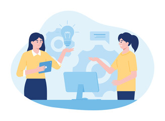 Problem solving consultation concept flat illustration