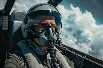A military pilot in the cockpit of a fighter jet