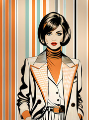 So sixties stripes - Vintage Fashion Illustration