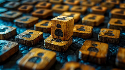 Wooden cubes with user logo on them