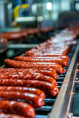 sausage in the factory industry. selective focus.