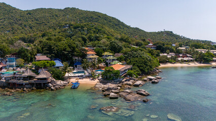 Fototapeta premium Drone Aerial View of the coast of Koh Tao in Thailand