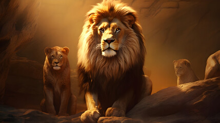 Majestic Lion of the Tribe of Judah Guarding the Kingdom of God - obrazy, fototapety, plakaty