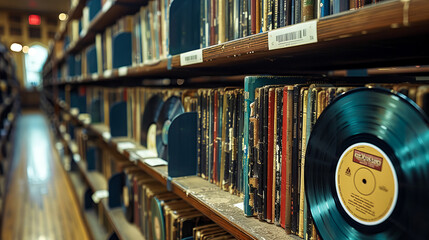 A music collection with CDs and records