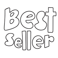 Best seller text black color isolated on transparent background. Hand drawn vector art.