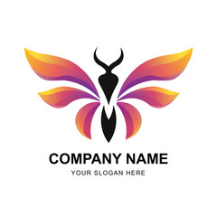 Butterfly gradient colorful logo illustration.