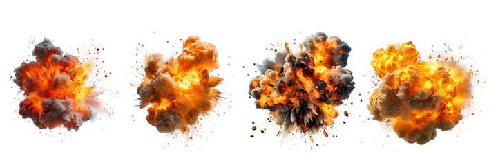 Set of explosions on transparent background Remove png - obrazy, fototapety, plakaty