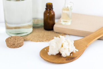 Fototapeta na wymiar unrefined shea butter, rich in healthy ingredients, good for the skin