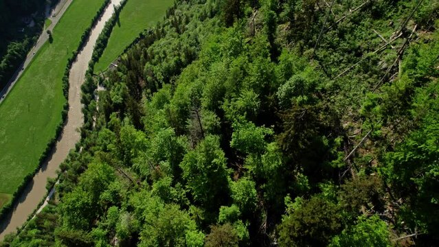 Drone footage over valley Austria 
