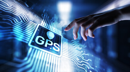 GPS - Global Positioning System, Navigation Tracking Control Technology concept.
