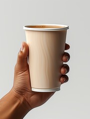 A hand holding a cup with a white lid
