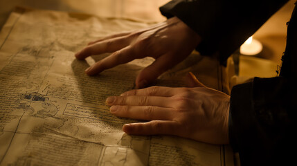 Obraz premium Analysis of forgotten information in old manuscripts and maps.