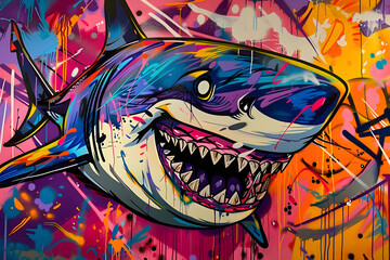 shark graffiti on the wall