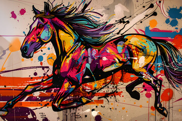 horse graffiti on wall