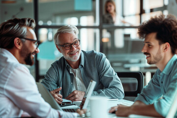 Senior mentors advising younger employees