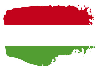 Obraz premium Hungary flag with palette knife paint brush strokes grunge texture design. Grunge brush stroke effect