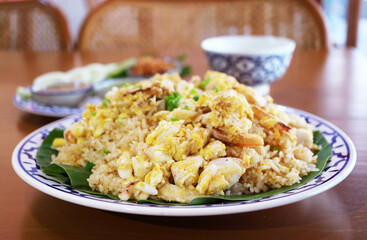 Popular Thai Dish of Khao Pad Poo or Fried Rice with Crab Meat