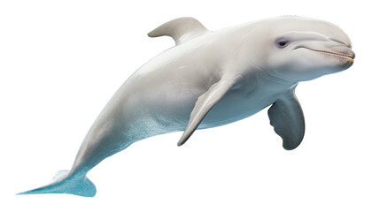 Lone Beluga Whale Image on transparent background.
