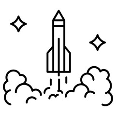 rocket launch icon, simple vector design