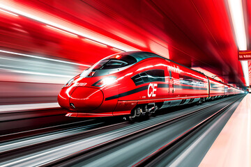 Modern high speed train, transportation concept