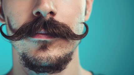 Man Wearing Fake Moustache - obrazy, fototapety, plakaty