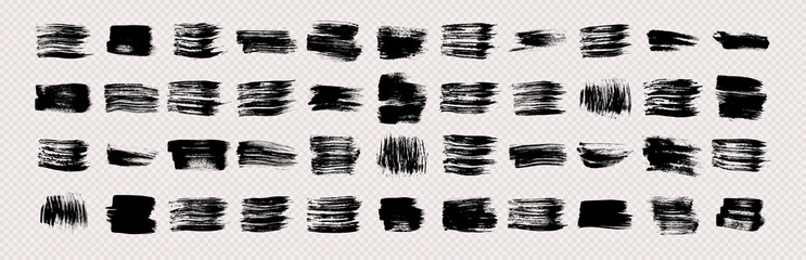 Set of black grunge brush strokes