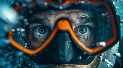Man Diving With Mask and Goggles