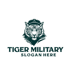 Tiger military mascot logo vector illustrationor