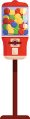 Stand bubblegum machine icon cartoon vector. Retro fun. Slot equipment
