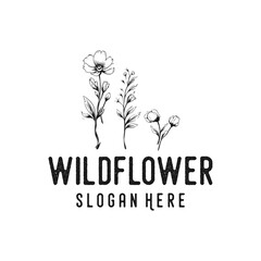 Wild flower botanical logo vector illustration